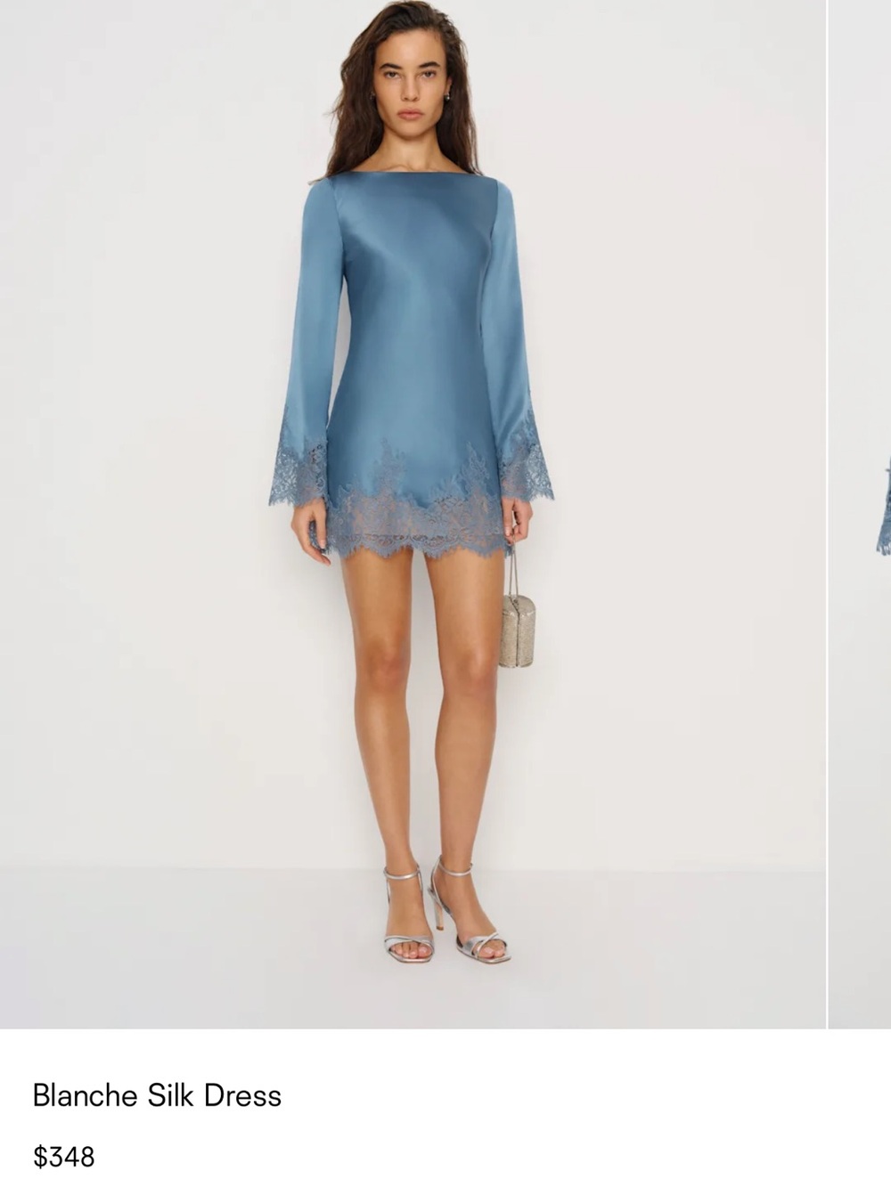 Reformation Blanche Silk Lace-Trim Mini Dress